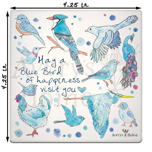 Blue Birds of Happiness Stone Coaster
