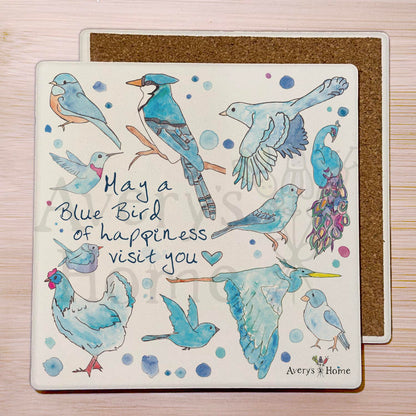 Blue Birds of Happiness Stone Coaster