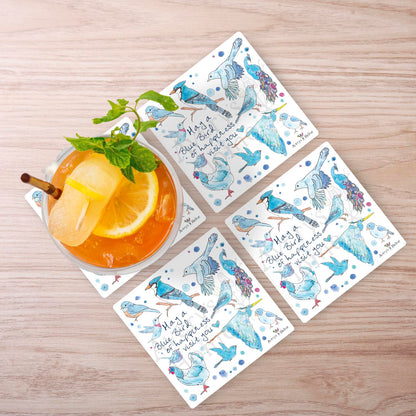 Blue Birds of Happiness Stone Coaster