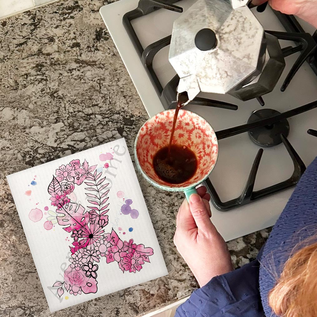 Breast Cancer Swedish Dishcloth – Courage, Strength & Support