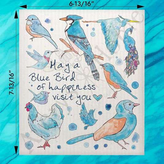 Blue Birds of Happiness Swedish Dishcloth – Peace, Joy & Sky