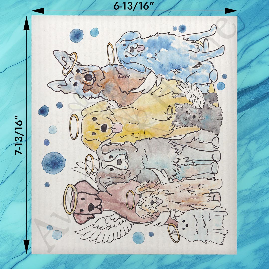 Kindest Souls Angel Dogs Swedish Dishcloth