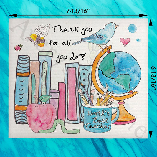 World’s Best Teacher Swedish Dishcloth – Heartfelt Thanks for All You Do