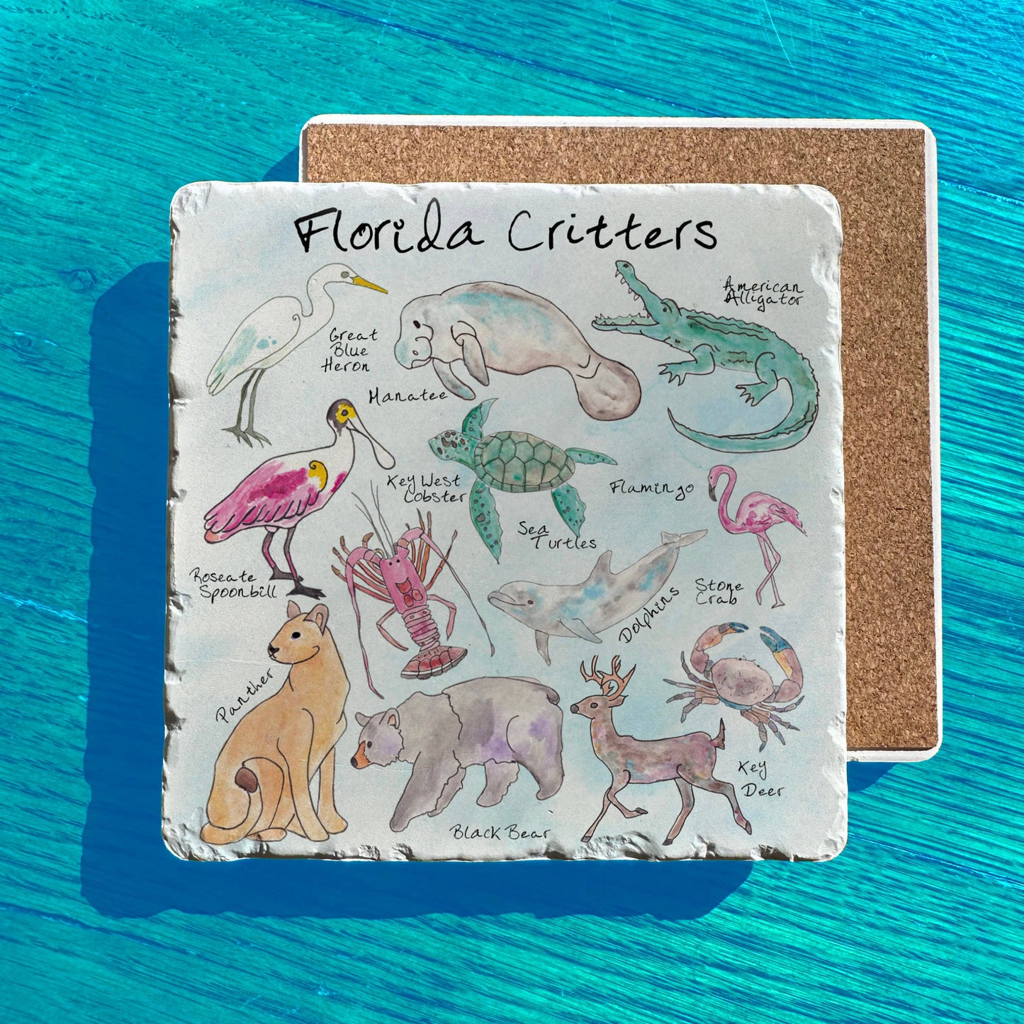 Florida Critters Tumbled Stone Trivet – Everglades Nature Decor