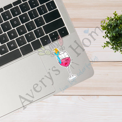 Bee Watercolor Art Permanent 3" White Vinyl Die-Cut Sticker