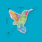 Ruby-Throated Hummingbird Art 3" White Vinyl Die-Cut Sticker