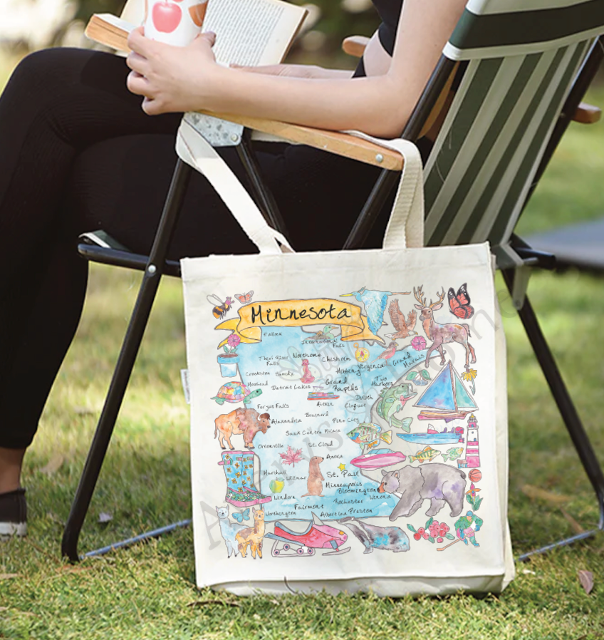 Minnesota State Map Organic Souvenir Lake Tote Boat Bag