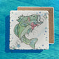 Lake Day Fresh Water Fishing Bass Tumbled Stone Trivet