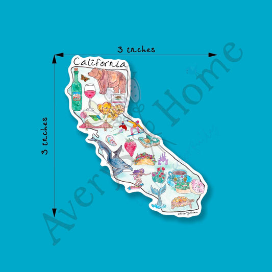 California State Icon Map Art 3" White Vinyl Die-Cut Sticker