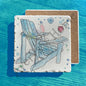 Relax at the River Blue Adirondack Wine Tumbled Stone Trivet
