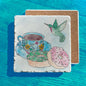 Flower Hummingbird Coffee Cup Donut Tumbled Stone Trivet