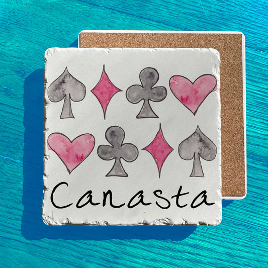 Canasta Playing Card Game Suits Tumbled Edge Stone Trivet