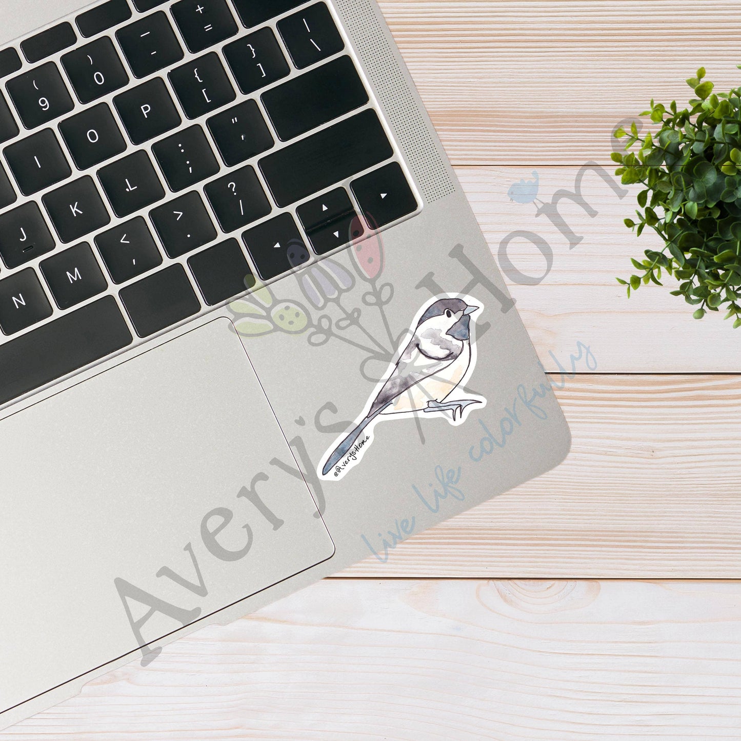 Cardinal Watercolor Permanent 3" White Vinyl Die-Cut Sticker