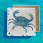 Blue Stone Crab Watercolor Art Tumbled Edge Stone Trivet