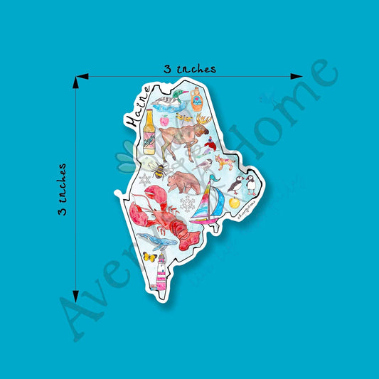 Maine State Icon Map Art Permanent 3" Vinyl Die-Cut Sticker