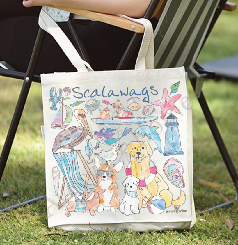 Dogs & Beach Customizable Organic Souvenir Beach Tote Bag