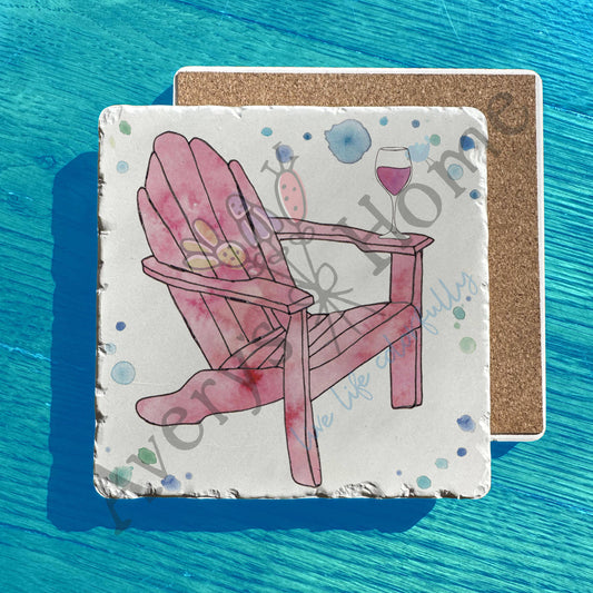 Relax at the Lake Red Adirondack Wine Tumbled Stone Trivet