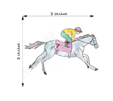 Derby Race Horse Blue Art Permanent 3" Vinyl Die-Cut Sticker