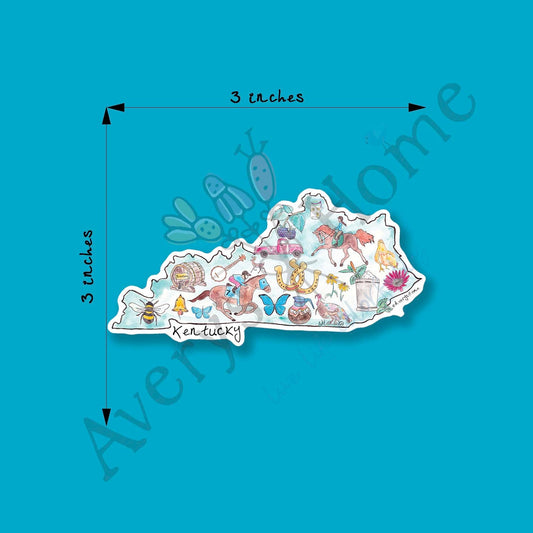 Kentucky State Icon Map Art 3" White Vinyl Die-Cut Sticker