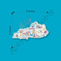 Kentucky State Icon Map Art 3" White Vinyl Die-Cut Sticker