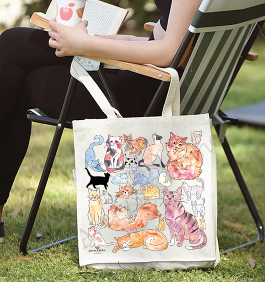 Cat Breeds Eco Friendly Organic Cotton Large Tote Bag