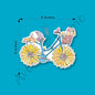 Flower Bike Watercolor Art 3" White Vinyl Die-Cut Sticker