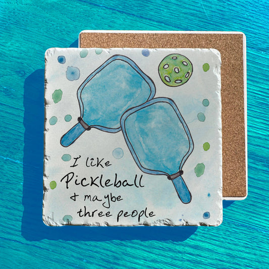 Pickleball Lifestyle Watercolor Tumbled Edge Stone Trivet